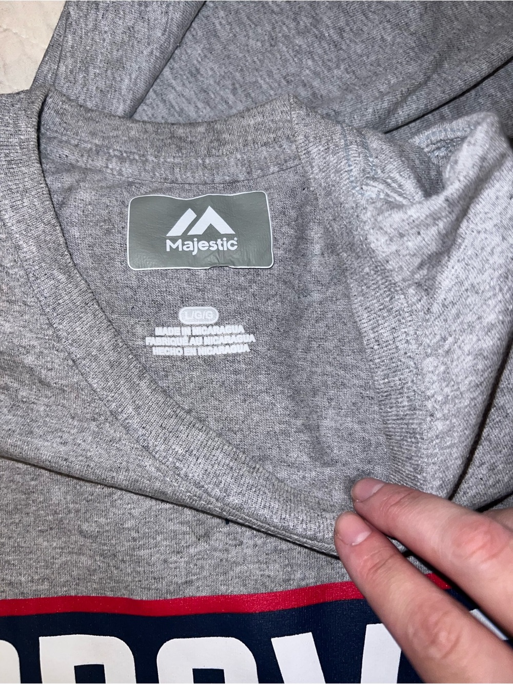 TWO Majestic Gray Atlanta Braves Graphic Tees - Red & Navy Logos - Picture 8 of 9